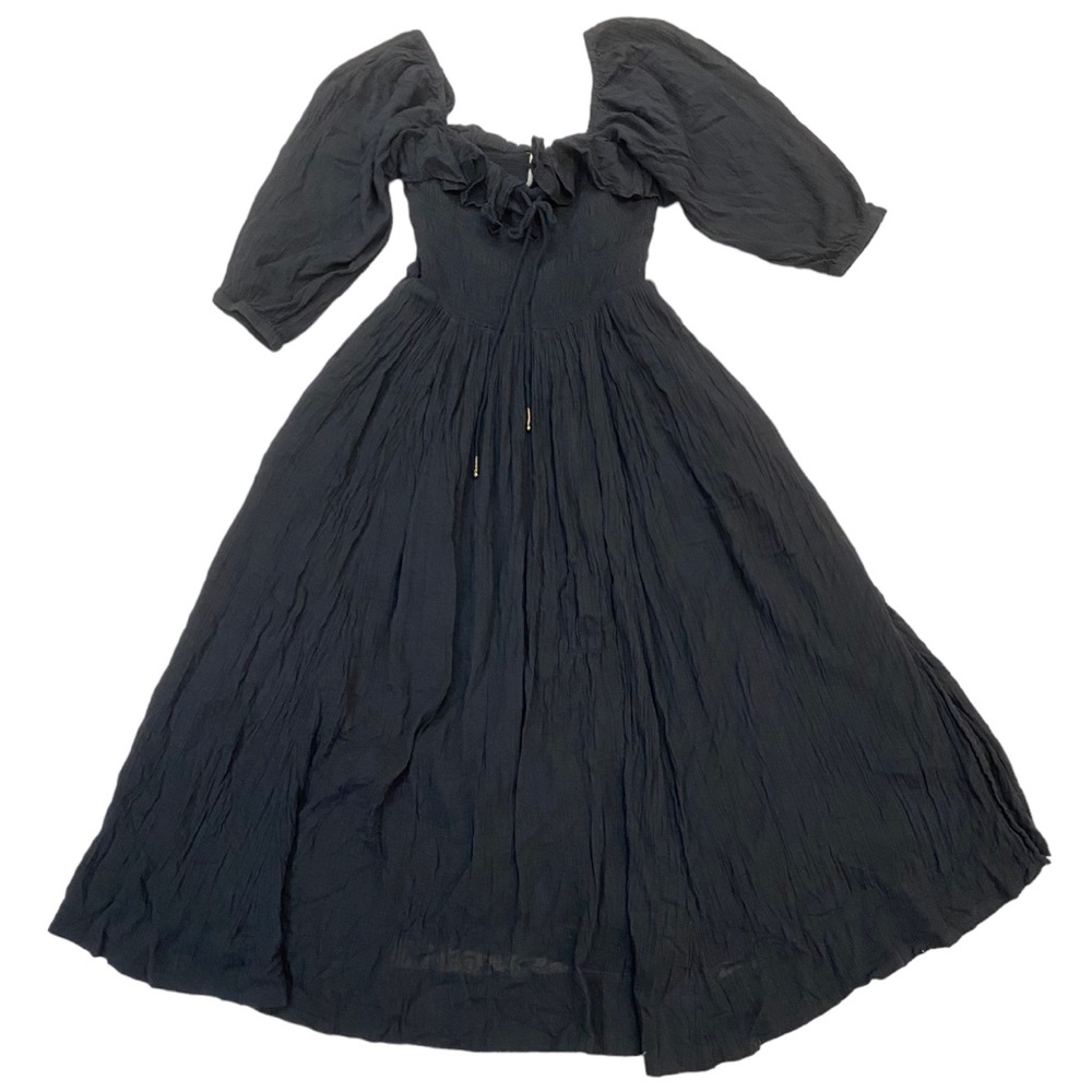Free People Black Midi Puff Sleeve Smocked Dress - Picture 5 of 13